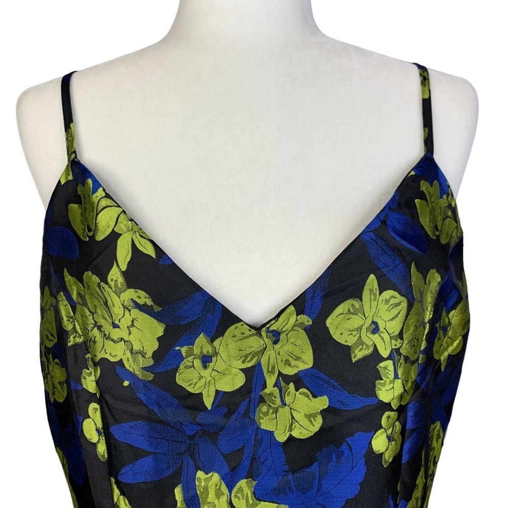 LuLu's Dress Absolutely Exquisite Large Black Blue Floral Jacquard Club Party - Picture 7 of 12